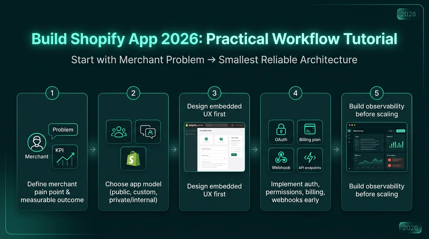 Build Shopify app 2026 tutorial workflow for developers